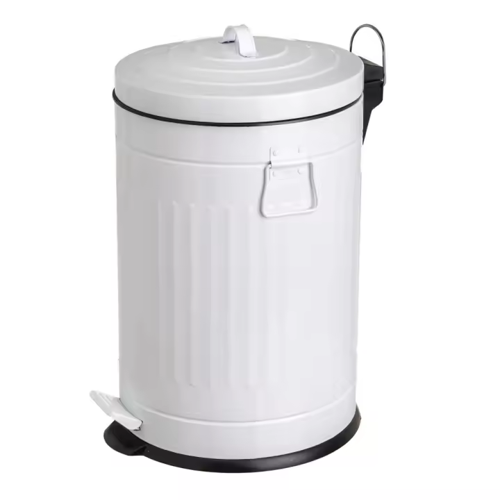 Dcasa - Cubo de basura para cocina - Papelera blanca de acero de 20 litros - 1