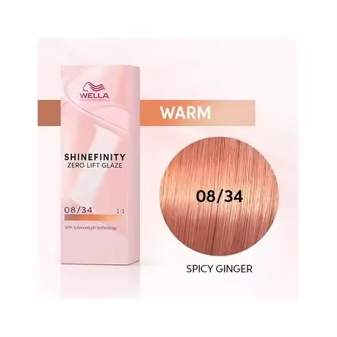 Coloracion Semipermanente Shinefinity Zero Lifth Glaze 08/34 Warm Spicy Ginger 60 ml. Wella - 1