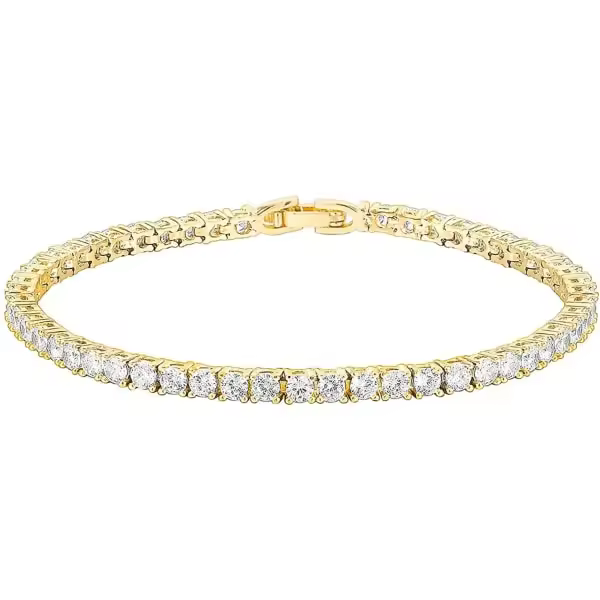 Pulsera Clásica de Tenis with rounded cúbica de 3 mm bañada en oro de 14 Quilates | Gold - 1