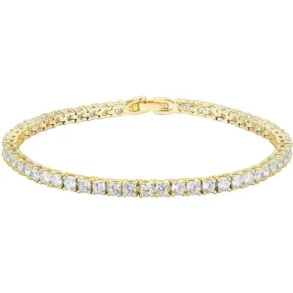 Pulsera Clásica de Tenis with rounded cúbica de 3 mm bañada en oro de 14 Quilates | Gold - 1