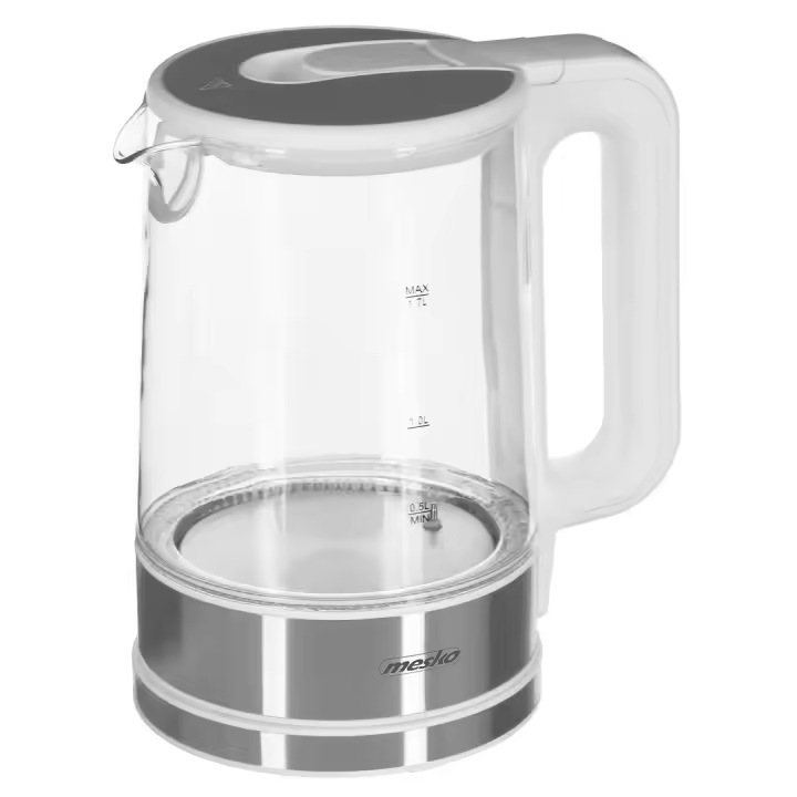 Mesko Home MS 1301W tetera eléctrica 1,7 L 2200 W Acero inoxidable, Transparente, Blanco - 1