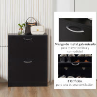 HOMCOM Zapatero Moderno Zapatero de Entrada Recibidor con 2 Cajones y Estantes Ajustables Zapatero Estrecho para Pasillo 60x24x80 cm Negro - details 5
