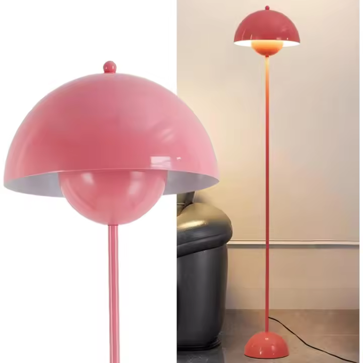 ALPINALUZ Lámpara de Pie de Diseño Nórdico Clásico on Pantalla y base Parabólica Casquillo E27 para Salón Comedor Dormitorio - 1