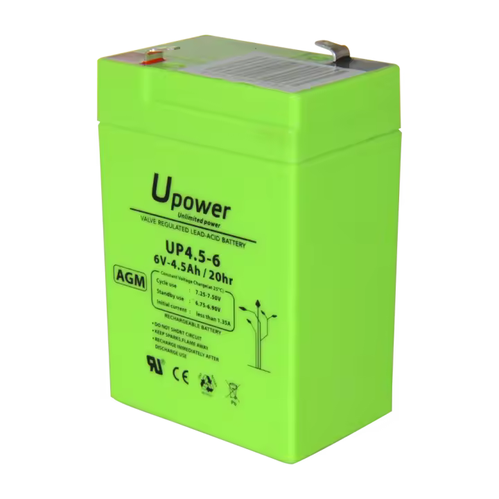 Upower - Baterí­a recargable - Tecnologí­a plomo ácido AGM - Voltaje 6 V - Capacidad 4.5 Ah - 106 x 70 x 47 / 810 g - Para respaldo o uso directo - 1