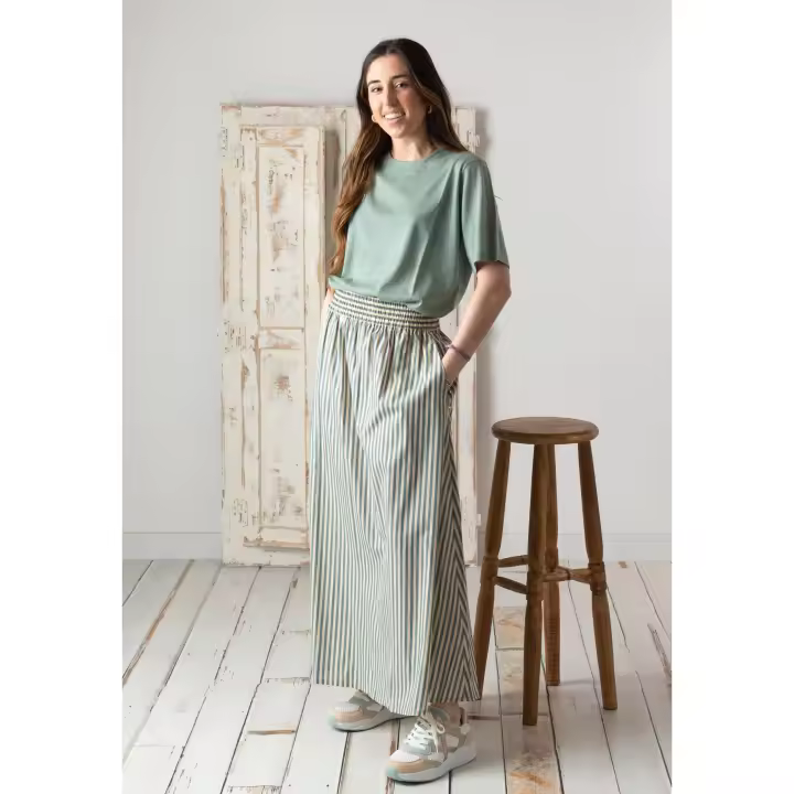 Yerse - 42844_217 - Falda Midi Con Cintura Elástica Y Bolsillos 100% Algodón - Mujer - 1