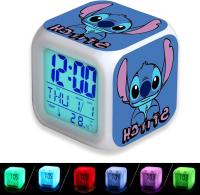 Reloj despertador digital Mesita de noche Punto Blanco Despertadores para niños with 7 Luces LED que camban de color (barería no incluida) - details 3
