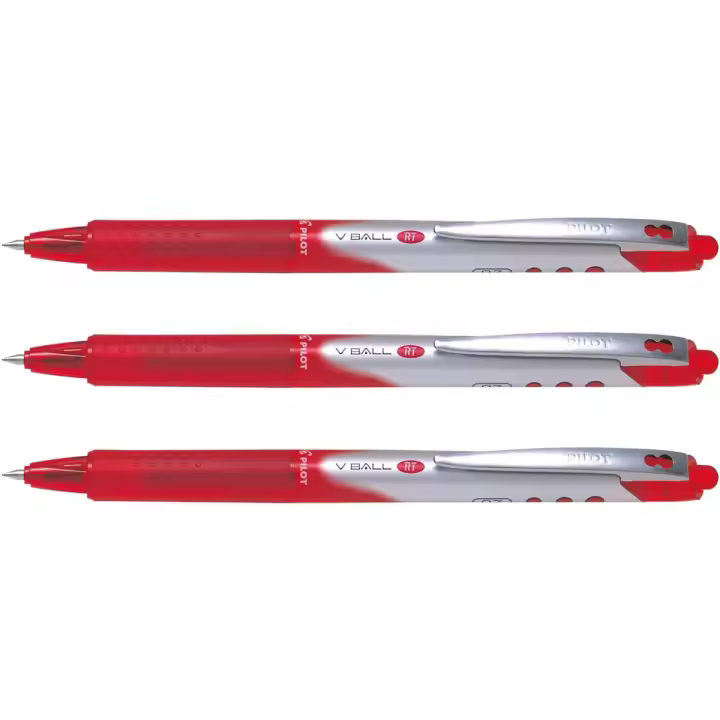 Pilot Bolígrafo Roller V-Ball 07 Retráctil Punta 0,7 mm Tinta Líquida Rojo (Pack de 3) - 1