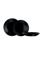 STARLEY - Set de 12 piezas - Elegante juego de platos negros: Plato hondo 23,5 cm, Plato llano 25 cm y Plato de postre 19 cm. ¡Estilo y calidad para tu mesa! - details 3