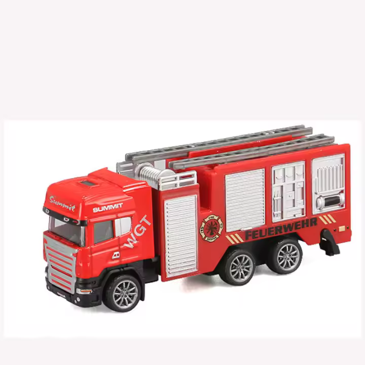 Camión De Bomberos De Aleación 1:32 Vehículo De Rescate De Juguete Para Niños Modelo De Ingeniería Con Escalera De Incendio Regalo De Cumpleaños - 1
