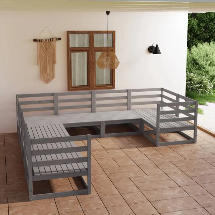 vidaXL Juego de muebles de jardín 8 piezas madera maciza de pino - 1