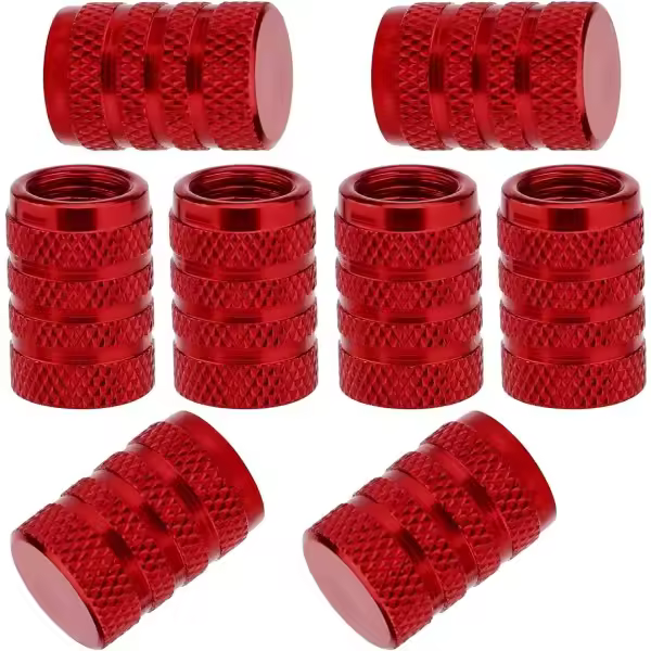 tapas de válvulas universales de aluminio, a prueba de polvo para autos, SUV, bicicletas, camiones y motocicletas (rojas) - 1