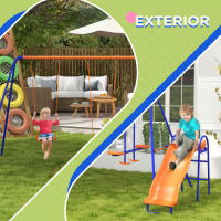Outsunny Columpio Infantil 4 en 1 Columpio para Niños con 2 Columpios Individuales 1 Columpio del Planeador 1 Tobogán Cuerda Ajustable y Anti-UV para Exterior Multicolor - details 5