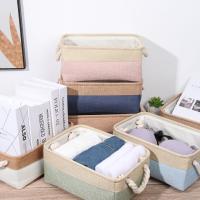 Cesta De Almacenamiento De Ropa Para Bebé Organizador De Lino Plegable Para Calcetines Sujetadores Y Juguetes En Colores Gris Azul Oscuro Café Rosa Beige Verde - details 4