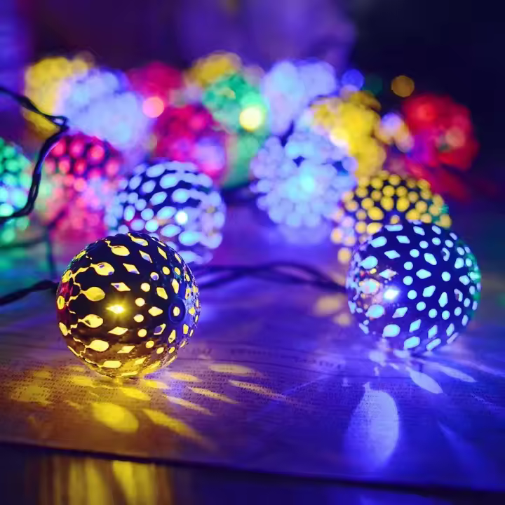 Luces De Cadena Solar Morroccan Ball 5M/6M Impermeables 8 Modos Para Jardín Decoración De Fiesta Dormitorio Luz De Año Nuevo - 1