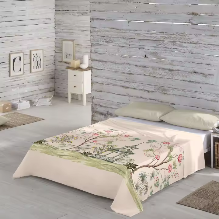 ICEHOME - Juego de sábanas Estampadas 2/3 piezas - Algodón Extra Suave - Fabricado en España - Cama 90/135/150/180 – CHINESE ROSE - 1