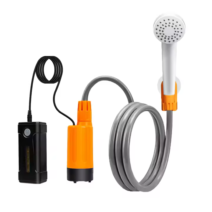 Kit de Ducha Outdoor con Luz LED Potente - IP7 Impermeable, Batería Recargable Magnética, 2 Velocidades, Tubo de 1.8M, para uso en camping y playa - 1