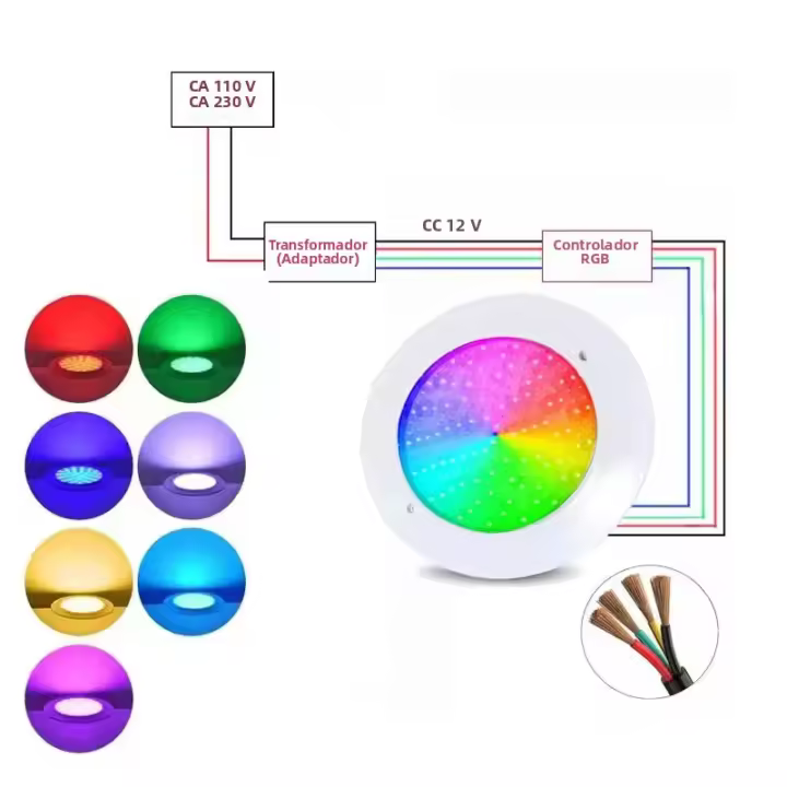 Luz LED Inteligente Para Piscina 18W 25W 35W 12V Con Control Remoto Y App Tuya Wifi RGB Decoración Para Fiestas En Piscina IP68 ABS - 1