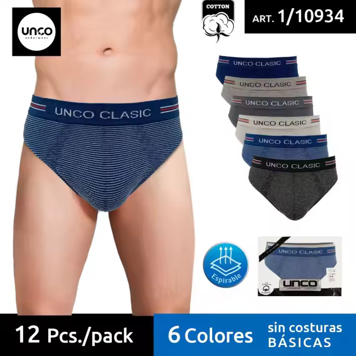 UNCO Calzoncillos Hombre Slip de Algodón Ajustados Sin Costura Multicolores Ropa Interior Pack de 6 Suave y Cómodo - 1