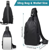 Bolso bandolera pequeño y ligero, impermeable, bandolera con puerto de carga USB, mochila bandolera unisex para deportes al aire libre. - details 1