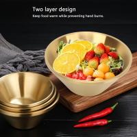 Ensaladera decorativa de metal Dorado de Doble Capa para preparar comida en La Cocina, ideal para Cunas (14 cm) - details 0