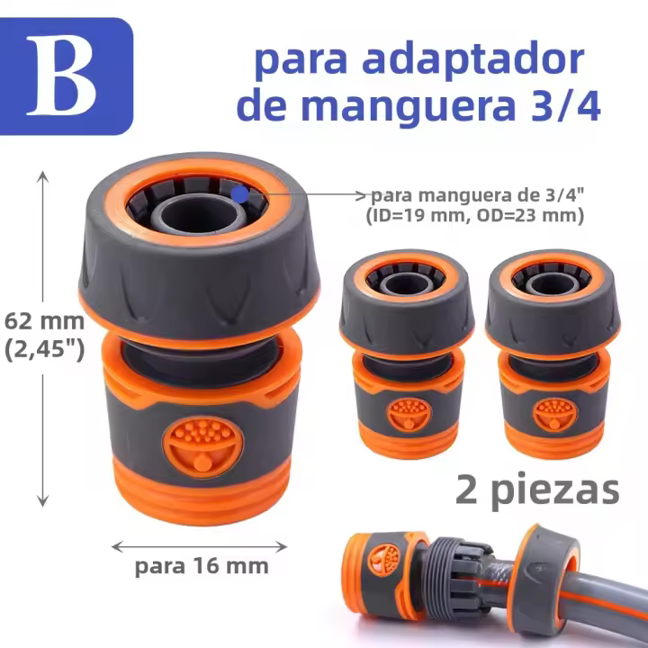 2PCS Adaptador De Camión De Jardín Con Conector Rápido 16mm Coupler De Agua Para Reparación Y Extensión De Tubería De Riego - 1