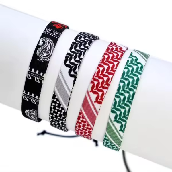 4Pcs Palestine Arab Scarf Woven Bracelet For Women Men Ethnic Wavy Dot Colored Ribbon Bracelet Handmade Jewelry - 1