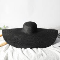 Sombrero De Playa Para Mujer Grande Y Plegable Con Protección UV Sombrilla De Verano De Paja Estilo Casual Para Bodas - details 7