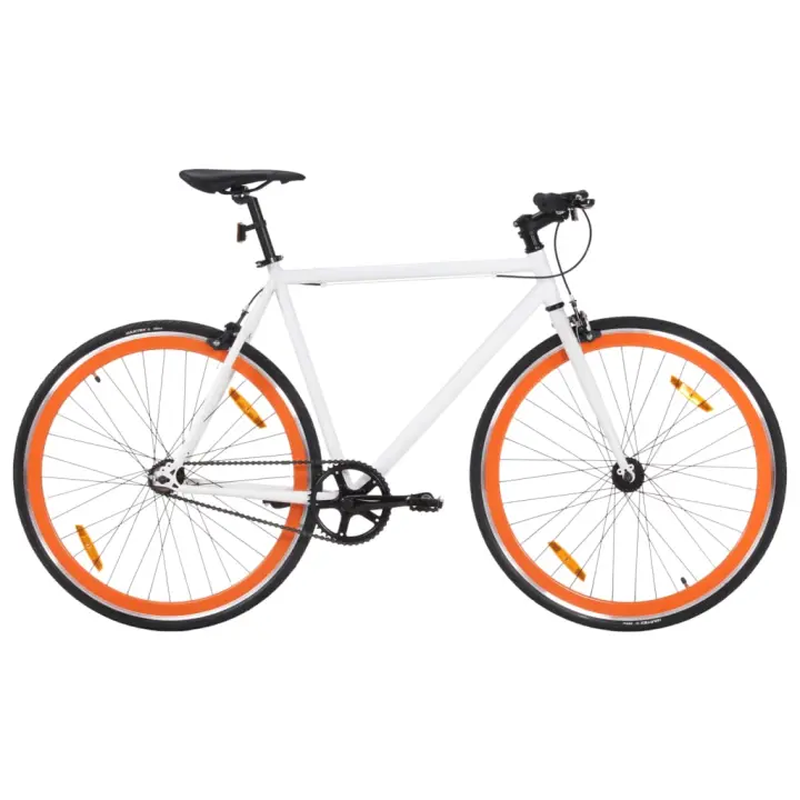 vidaXL Bicicleta de piñón fijo blanco y naranja 700c 55 cm - 1