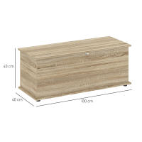HOMCOM Baúl de Almacenaje, Banco de Almacenaje con Bisagra de Seguridad, Estilo Moderno, para Pasillo, Dormitorio, Salón, 100x40x40 cm, Roble - details 2