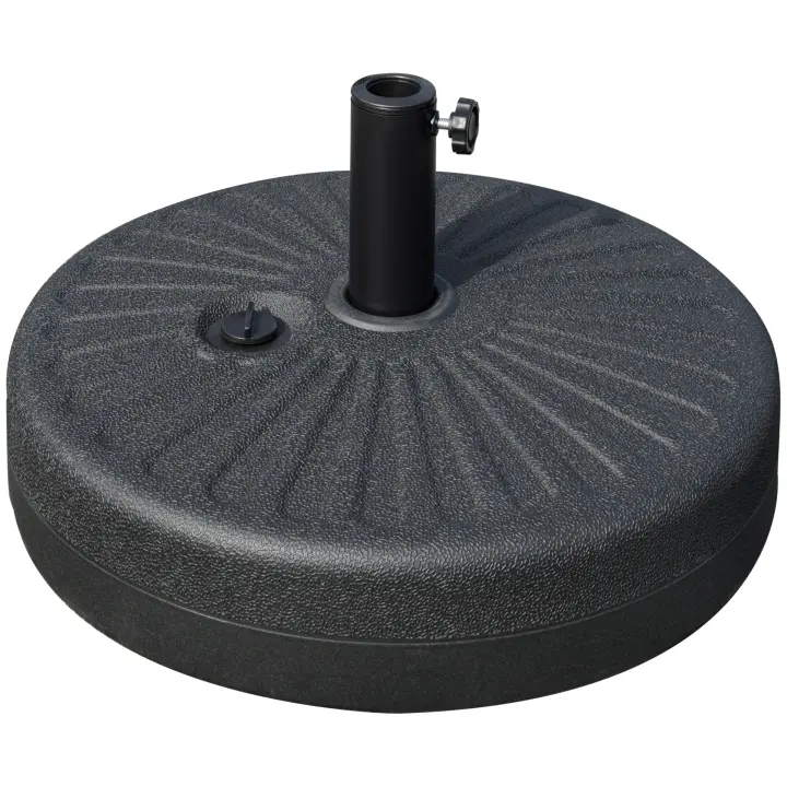 Outsunny Base de Sombrilla de Jardín Rellenable de Agua 22 kg Soporte de Parasol Redondo Apto para Postes de 38mm/48mm Portátil para Terraza Patio Ø51x30,5 cm Negro - 1