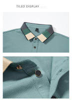 Camisa POLO Para Hombre Verano Moda Seda De Hielo Secado Rápido Manga Corta T-shirt Color Sólido Suelta Collar De Negocios Algodón Puro Top - details 24