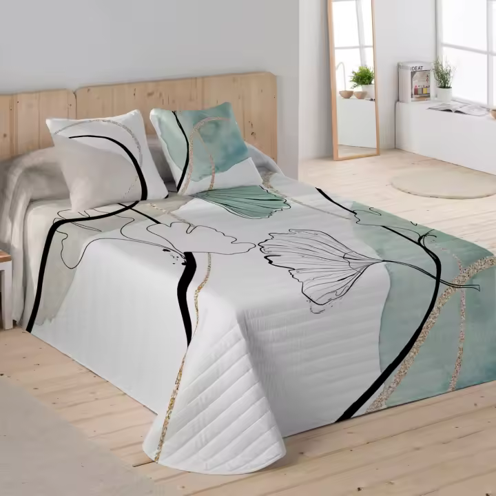 NATURALS - Colcha Bouti Estampada - Tejido 100% Algodón Extra Suave - Relleno 120 Gramos - Modelos Florales - Cama 90/135/150/180 Cm - 1