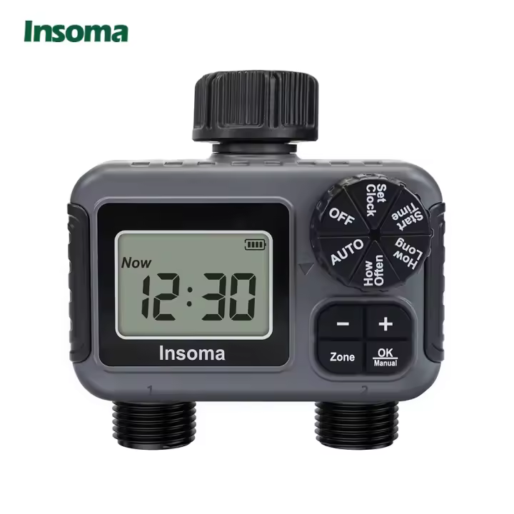 Temporizador De Riego Insoma 2-zona Para Jardín Y Césped Controlador De Irrigación Ahorro De Agua IPX5 Timer Programable Para Manguera Sistemas De Riego Por Goteo - 1