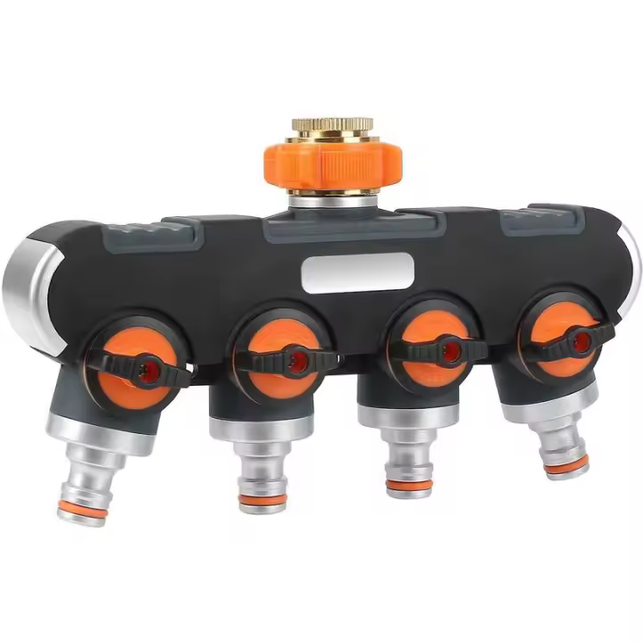 Distribuidor De 4 Vías: Distribuidor De Agua De 3/4" Y 1/2" Con Adaptador De Grifo Para Riego Garden Clock & Gard - 1