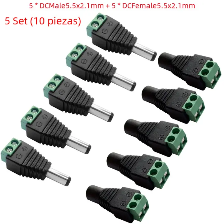 5 Pares De Conectores DC Hembra Y Macho 5.5x2.1mm Adaptadores De Enchufe Para Tiras LED De Un Solo Color Cámara CCTV - 1