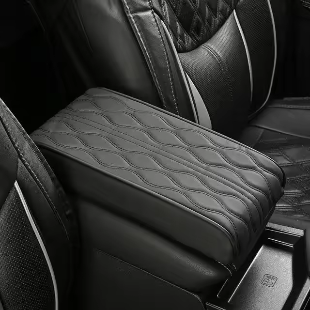 Almohadilla De Reposabrazos Para Coche De Cuero PU Con Bordado De Onda Protección Del Consolador Central Cubierta De Caja De Almacenamiento Accesorio Automotriz - 1