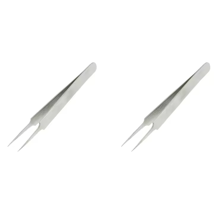 Pinzas rectas de acero inoxidable pulido, Mini punta puntiaguda, 11cm, 2 unidades - 1