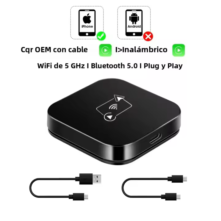 Adaptador 2 En 1 Mini Ai Box De Cable a Inalámbrico Carplay Android Auto Para Toyota Mazda Nissan Citroen Kia Ford Opel Dongle Smart Box - 1