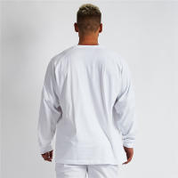Camiseta De Manga Larga Para Hombre Suelta Y Oversize Estilo Hip Hop Fitness Ropa De Gimnasio Para Primavera Camiseta De Trabajo Casual De Algodón Con Estampado De Letras - details 11