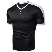 Camiseta Casual Para Hombre Con Bloque De Colores Manga Corta Estilo V-Neck Secado Rápido T-Shirt De Cuatro Estaciones - details 0