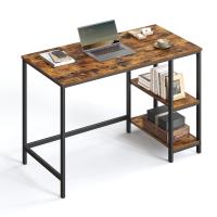 Escritorio Industrial con 2 Estantes Ajustables - Mesa de Trabajo para Oficina o Salón, Estructura de Acero, Marrón Rústico y Negro Tinta - details 6