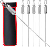 LMETJMA Brochetas De Barbacoa De Acero Inoxidable De 17 Pulgadas Con Mango Deslizante De Metal Y Solución Rápida Para Asar - details 0