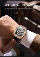 Reloj Mecánico Automático Para Hombre ONOLA 2022 Diseño Único De Lujo Con Incrustaciones De Diamante Resistente Al Agua Correa De Silicona Display Numerario Estilo Casual - details 9