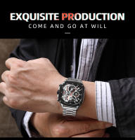Reloj De Cuarzo Para Hombre MEGIR En Acero Inoxidable Resistente Al Agua Con Dial Cuadrado Luminoso Cronógrafo Y Fecha Manos Luminosas - details 2