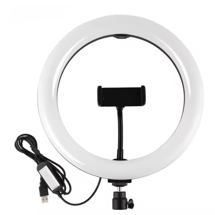 Aro de Luz LED para Selfie y Video – 12/26/36 cm con Soporte para Móvil y Niveles de Luz Ajustables, sin trípode - 1