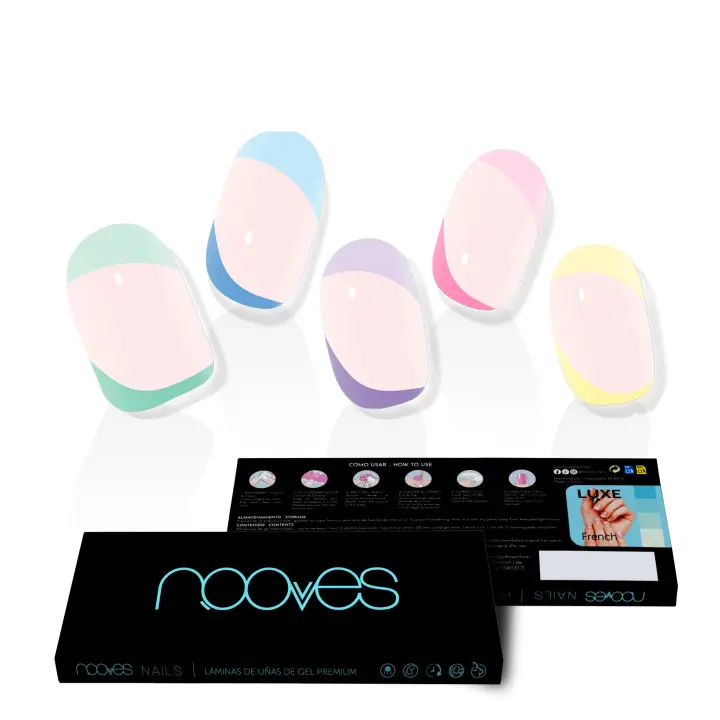 NOOVES NAILS Láminas de Uñas de Gel Precurado Premium - French Party - Francesa  Tiras De Uñas De Gel Semicurado Pegatinas Uñas Semipermanente en Gel Gel Nail stickers Uñas de gel Pegatinas - 1
