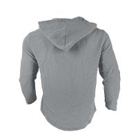 Camisa Casual Para Hombre De Color Sólido Con Capucha Y Cuerda Ajustable De Algodón Y Lino Estilo High Street Top Versátil Para El Día - details 12