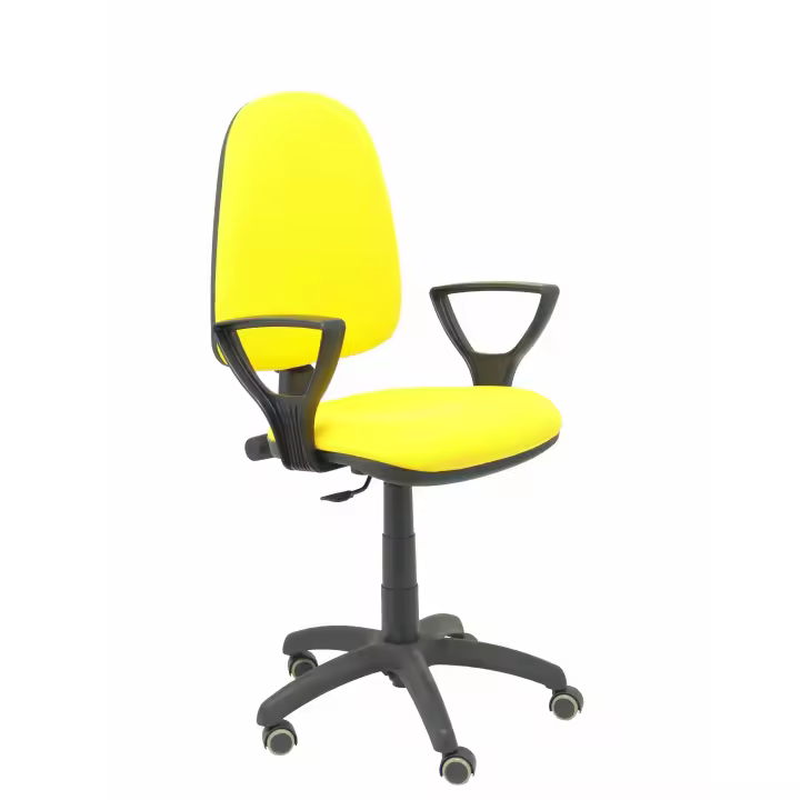 Piqueras Y Crespo Silla de Oficina Ergonómica Bali Amarillo con Brazos Fijos y Ruedas de Parqué - 1