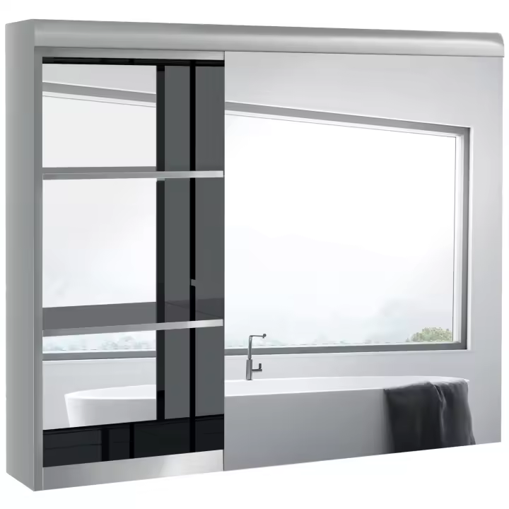 HOMCOM Armario de baño con espejo y estantes ajustables, 1 puerta, 3 niveles, 70 x 13 x 60 cm - 1