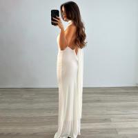 Vestido Elegante Para Mujer 2025 Nuevo Estilo De Moda De Verano Sin Mangas Cuello Redondo Slimming Largo Para Fiesta Y Banquete - details 4